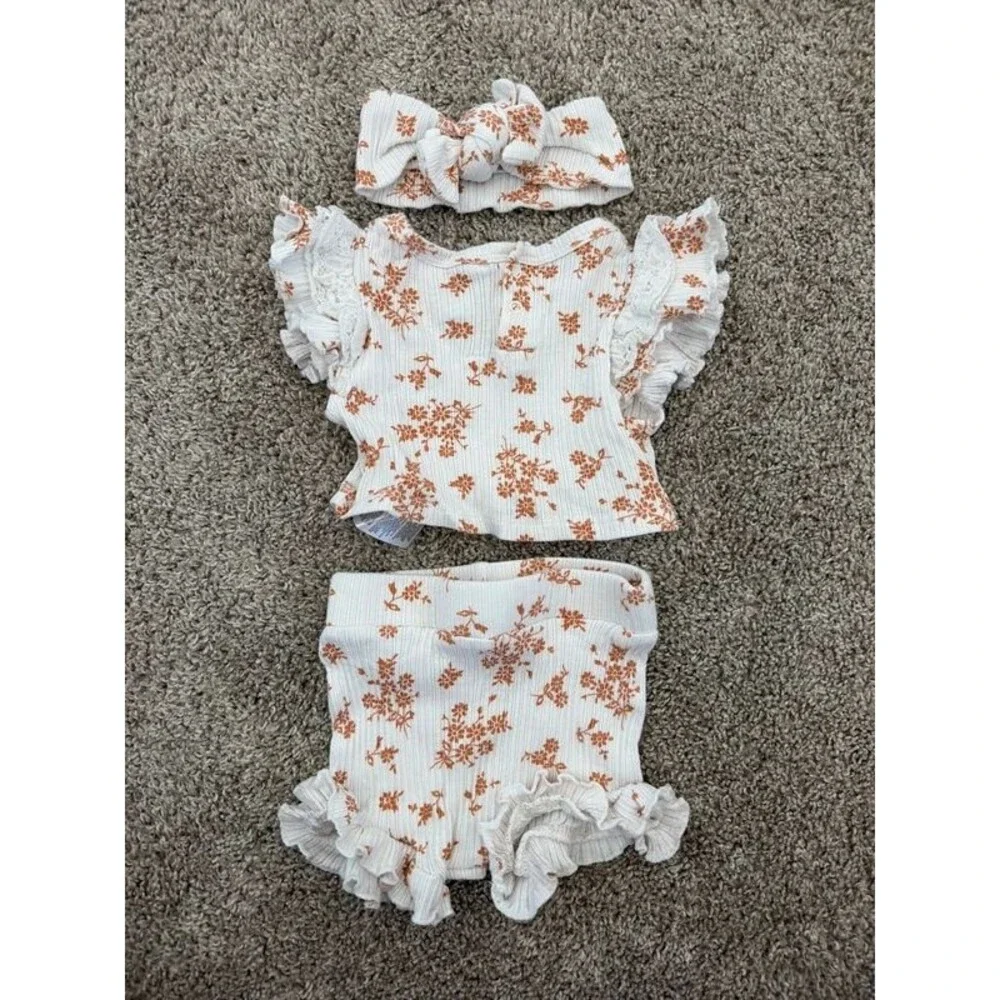 Rachel Zoe Baby Matching Ruffle Floral Outfit - Size 12M
